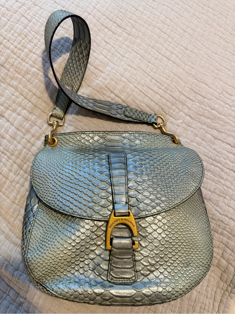 Dooney & Bourke Metallic Green N/S Reese Textured Leather Shoulder Bag NWOT 1498